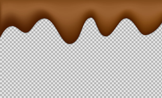 融化的巧克力滴在白色背景，现实的矢量插图图片下载
