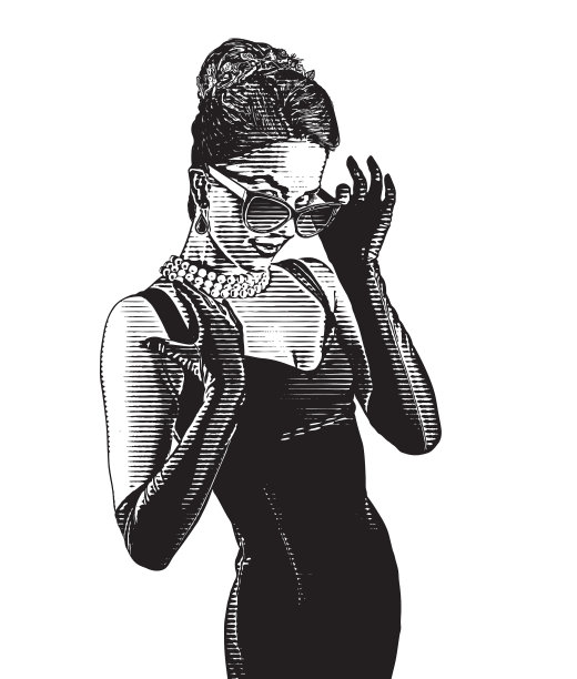 迷人的女人戴着复古风格的时尚窥视眼镜图片下载