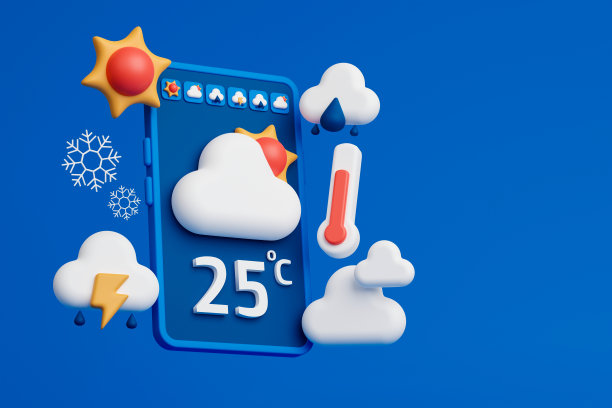 智能手机上的天气应用程序。图片下载