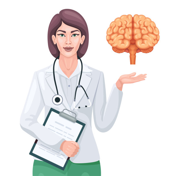 女医生展示人类大脑解剖。图片下载