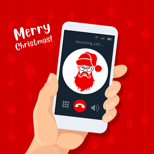 圣诞老人有电话。图片下载