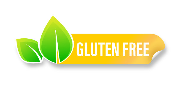 无麸质标签与绿叶徽章设计图片下载