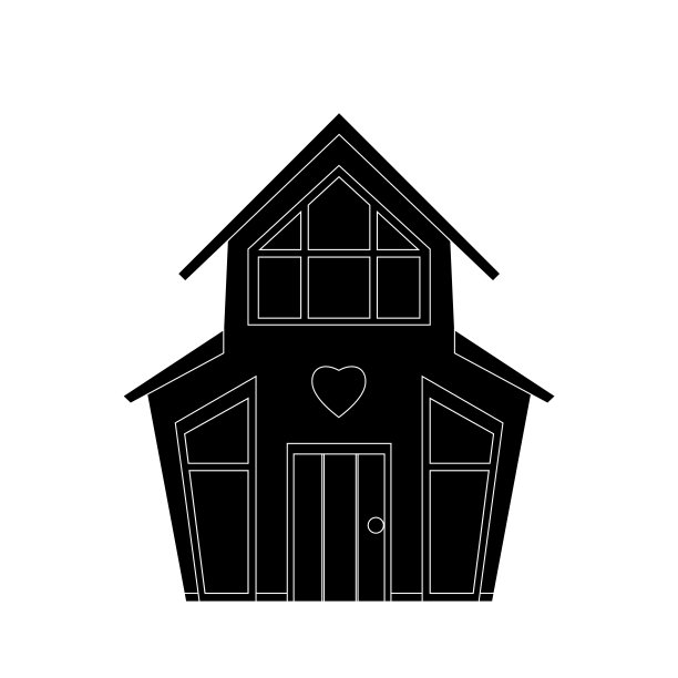 矢量单色轮廓象形图的一个国家的房子。市中心的建筑。出租及出售房屋。轮廓图图片下载