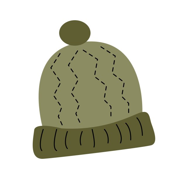 绿色针织帽在白色背景矢量插图图片下载