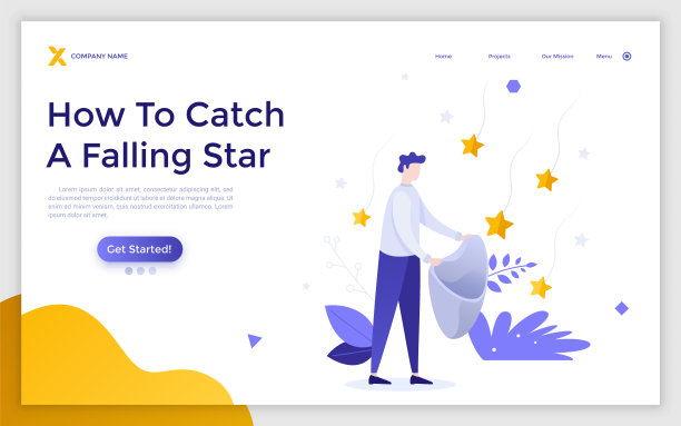 登陆页面模板与人收集流星进入袋。最好的机会，好运，财富或财富，事业成功，梦想的概念。现代平面矢量插图的网站。图片下载