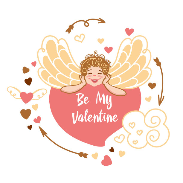 丘比特的插图。天使。做我的情人吧。情人节。的婚礼。庆祝。的邀请。图片下载
