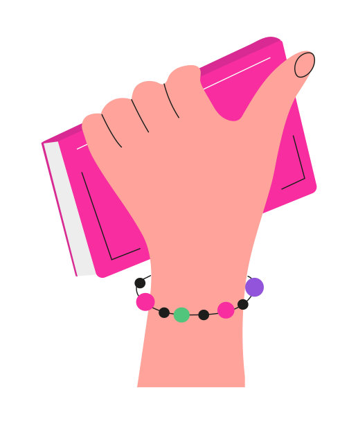 手持图书图标。文学的概念，字典，百科全书。手与计划与书签涂鸦风格。图片下载