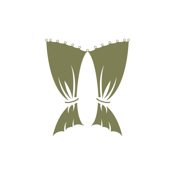 家庭和展览窗帘标志设计，建筑装饰矢量插图图片下载