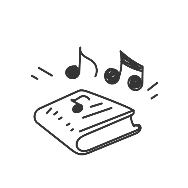 手绘涂鸦音乐书插图矢量隔离图片下载