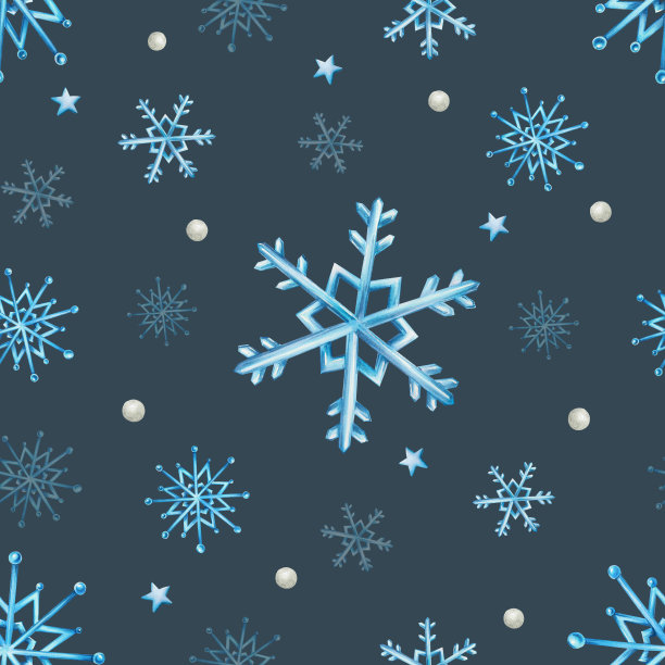 水彩无缝图案与雪花。在一个孤立的背景上手绘。适合设计师，装饰，明信片，包装纸，剪贴簿，封面，邀请函，海报和纺织品图片下载