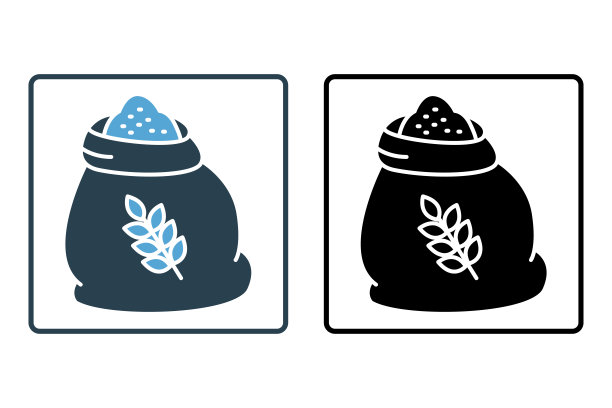 袋装小麦图标。与面包房、农场和农业相关的图标。固体图标风格的设计。简单的矢量设计可编辑图片下载