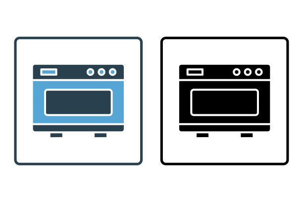 烤箱图标。与面包房、电子设备相关的图标。固体图标风格的设计。简单的矢量设计可编辑图片下载