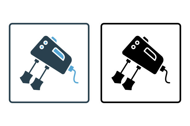 电动搅拌机图标。图标相关的面包店，手搅拌机，电子。固体图标风格的设计。简单的矢量设计可编辑图片下载