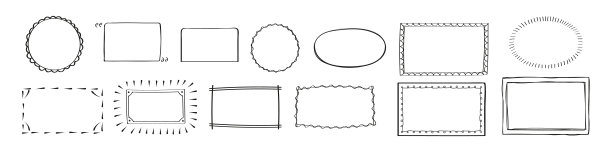 轮廓，复古照片边框。涂鸦风格的镜框。空白黑色方形矩形标签优雅草图。图片下载