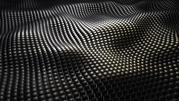 黑色马赛克背景，3d波浪从方形金属形状，技术抽象现代壁纸。图片下载