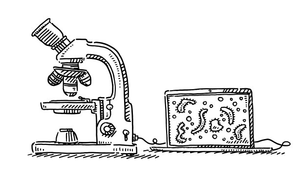 显微镜与计算机绘图图片下载