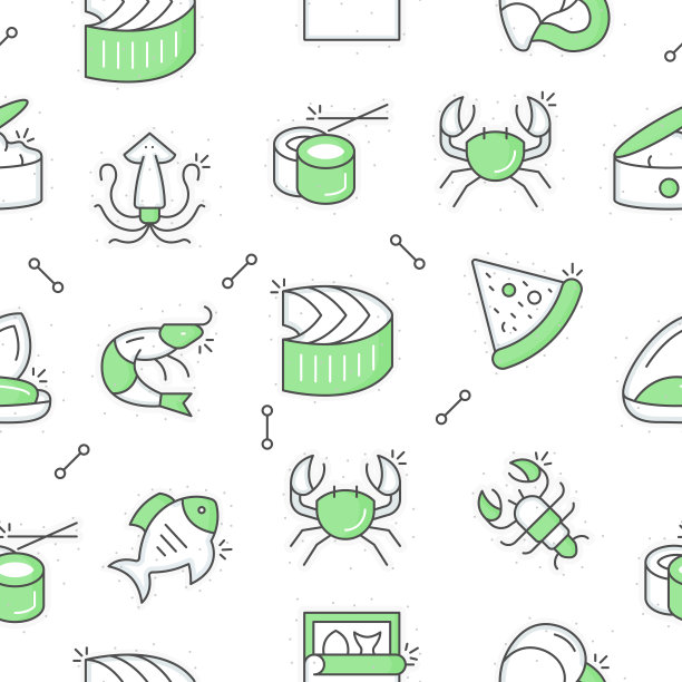 海产品无缝花纹图片下载