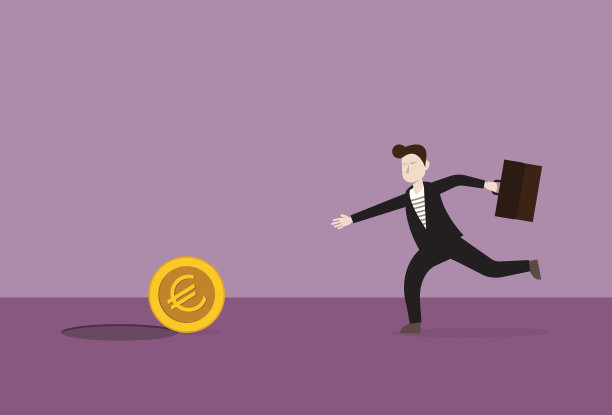 商人跑去接一枚欧元硬币图片下载