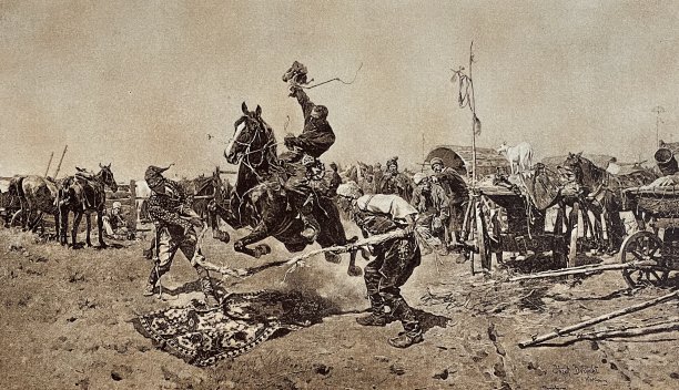 波兰马市，户外，男人骑在障碍物上图片下载