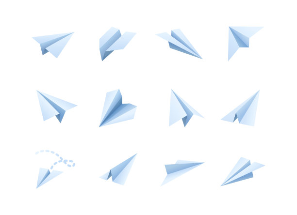 纸飞机平面渐变图标集图片下载