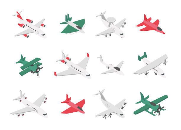 飞机类型等距矢量集图片下载