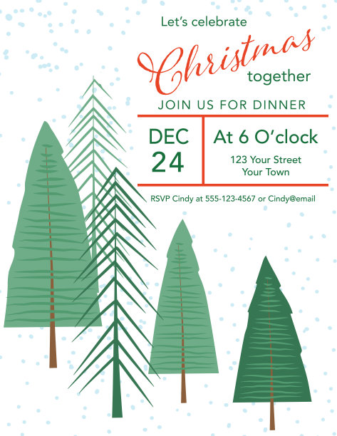 圣诞树地段邀请函传单模板图片下载