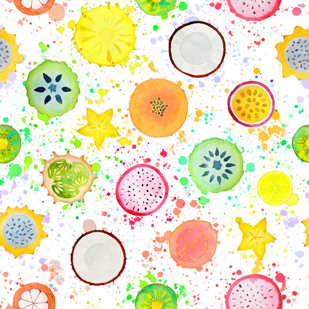 无缝图案与异国情调的热带水果图片下载