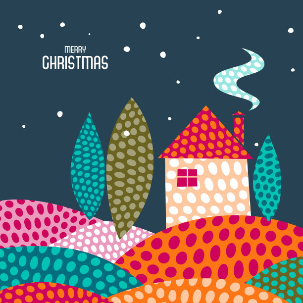 圣诞风景贺卡图片下载