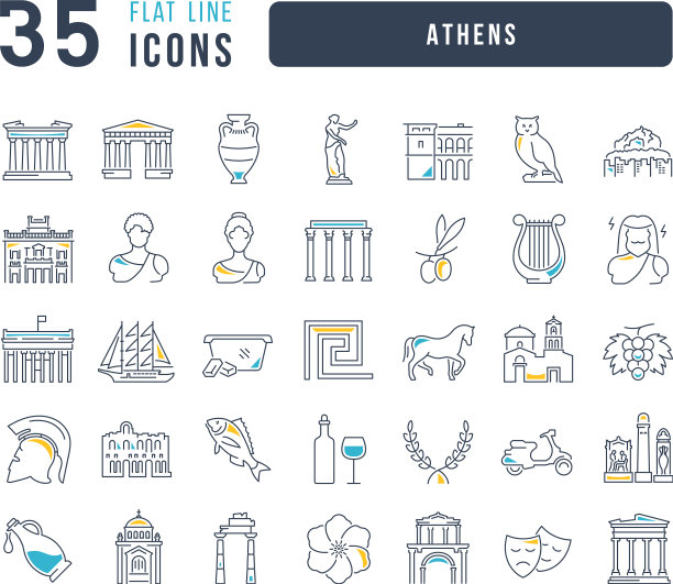 一套线性的雅典图标图片下载