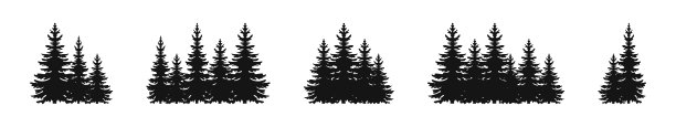 冷杉树的剪影。森林的轮廓。杉树矢量图标。松树图标集。图片下载