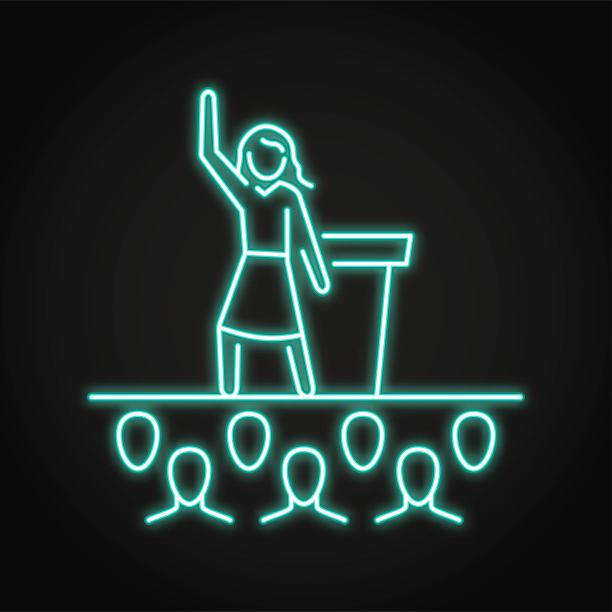 女性演讲霓虹灯图标图片下载