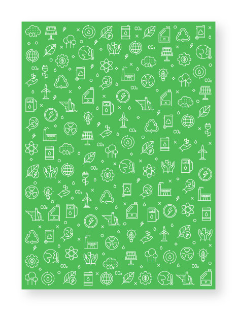 一套生态和绿色能源图标矢量图案设计图片下载