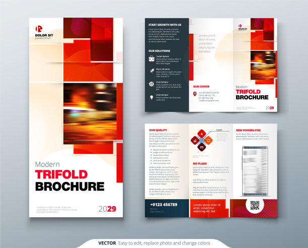 方形三折小册子设计图片下载