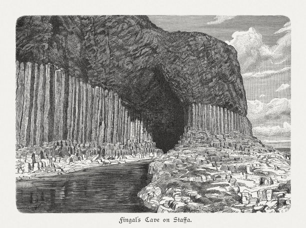 苏格兰斯塔法芬格尔洞穴的玄武岩柱，1897年出版图片下载