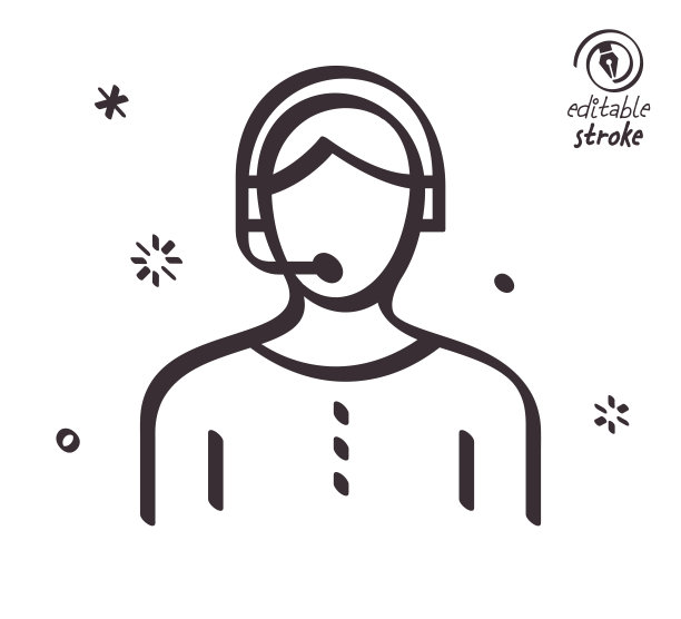 好玩的线条插图为电子游戏玩家图片下载