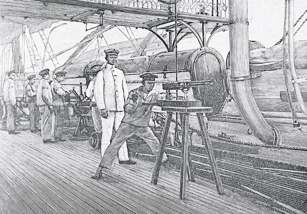 海军，在训练船上进行射击练习图片下载