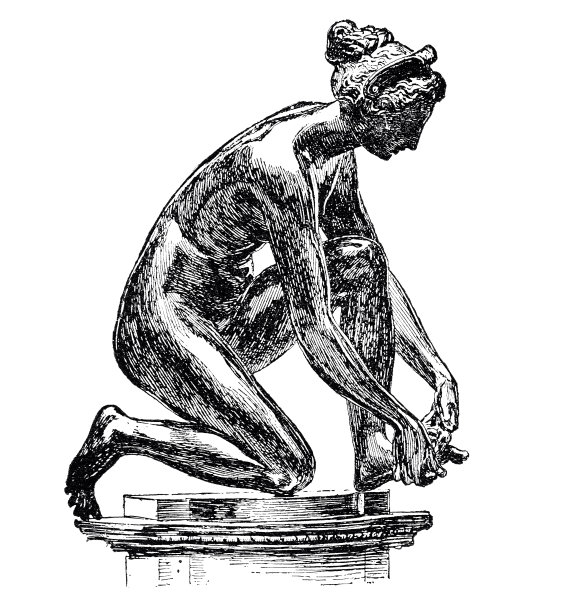 女雕像:修脚，侧视图图片下载