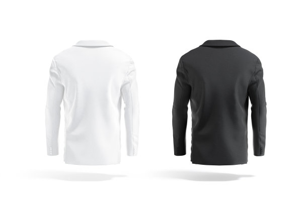 空白的黑色和白色男子运动上衣模型，后视图图片下载