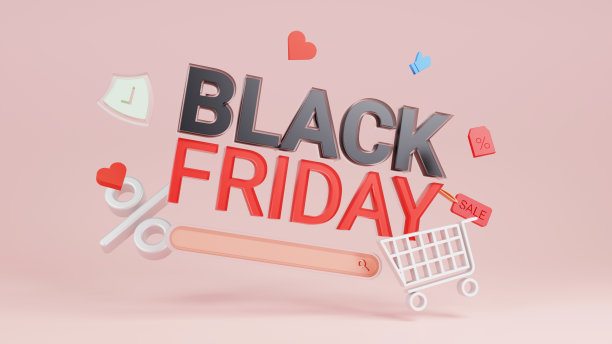 3D渲染玻璃黑色星期五设计文字3D插图背景图片下载