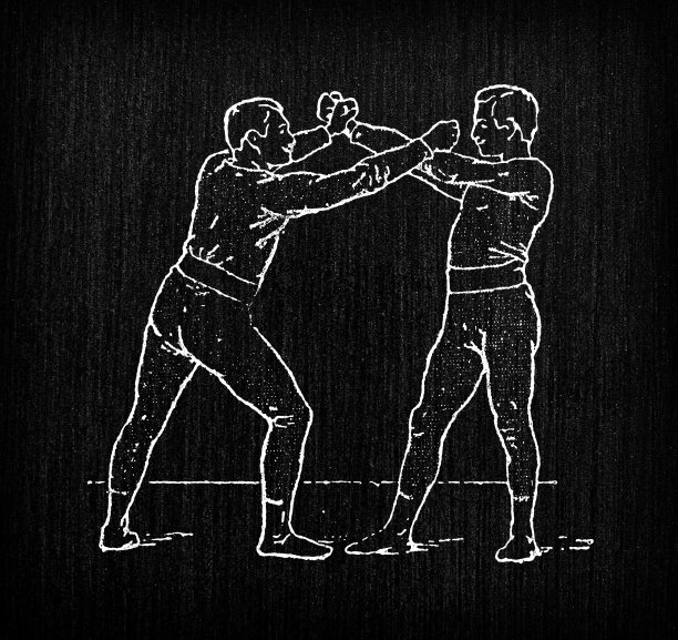 古董古老的法国雕刻插图:摔跤/拳击图片下载