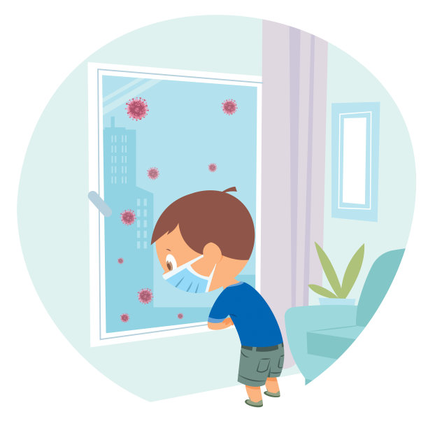 冠状病毒流行。男孩戴着防护面具图片下载
