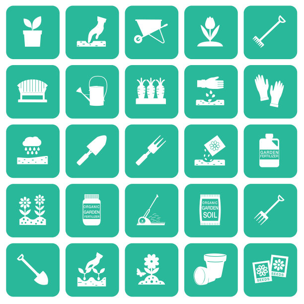 绿色和白色园艺图标-设置图片下载