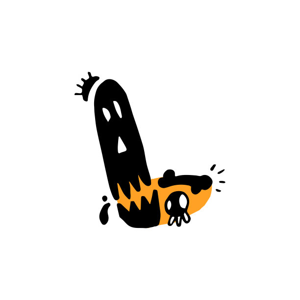 手绘排版-字母涂鸦-字母“L”与头骨图片下载