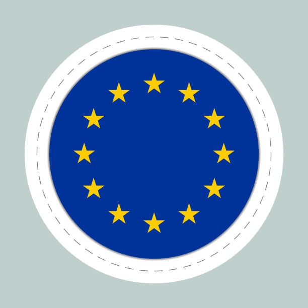 印有欧盟旗帜的贴纸球。圆形球体，模板图标。欧盟国家的象征。光滑的现实球，三维抽象矢量插图。大泡沫图片下载