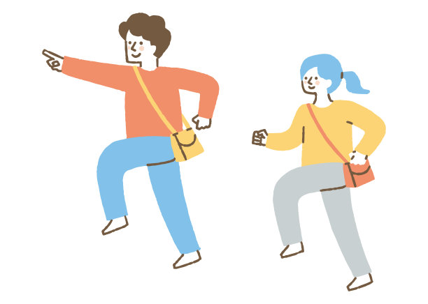 男人和女人朝着你指的方向走——颜色图片下载