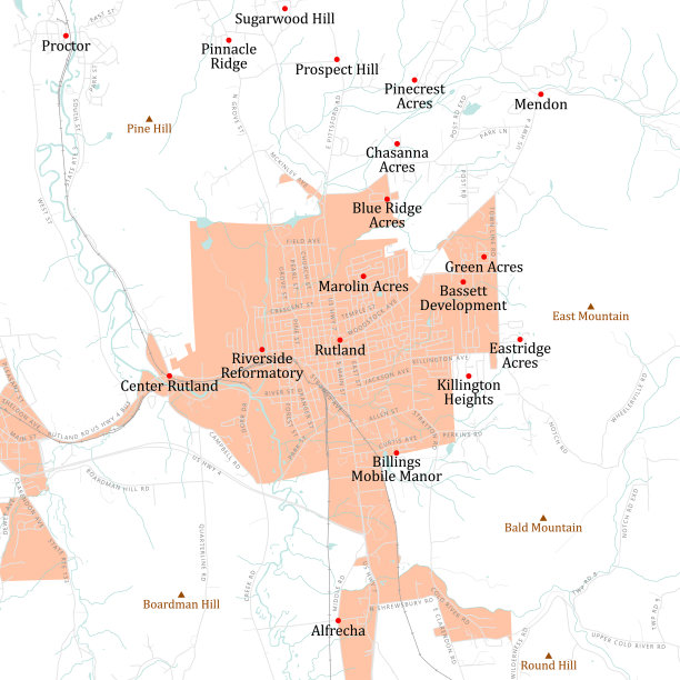 VT拉特兰拉特兰矢量路线图图片下载