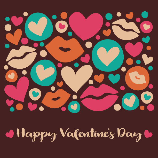 情人节贺卡-爱与吻- v1图片下载