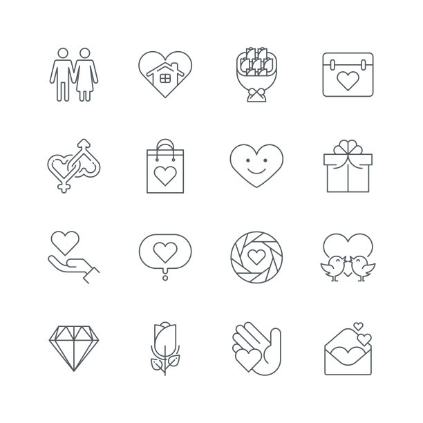 爱与情人节线性图标图片下载