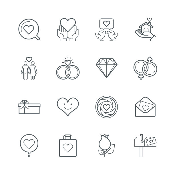 爱与情人节线性图标图片下载