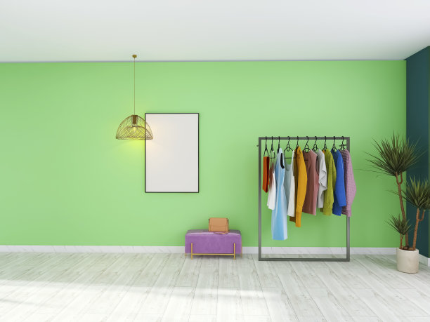 衣帽间设计3d渲染，3d插画图片下载